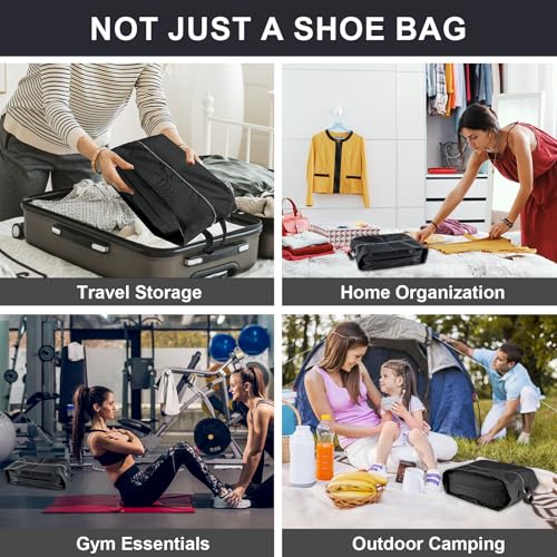 Shoe Bags for Travel, 4 Pack Extra Durable Travel Shoe Bags for Storage and Packing, Reusable Water-proof Shoe Bag with Smooth Zipper, Portable Travel Essentials