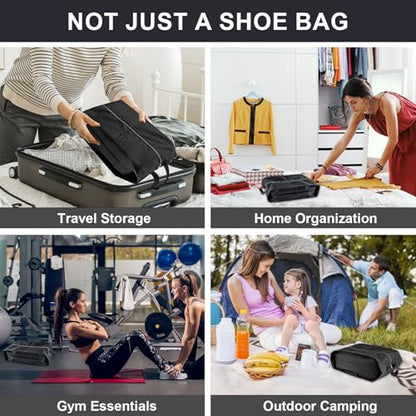 Shoe Bags for Travel, 4 Pack Extra Durable Travel Shoe Bags for Storage and Packing, Reusable Water-proof Shoe Bag with Smooth Zipper, Portable Travel Essentials