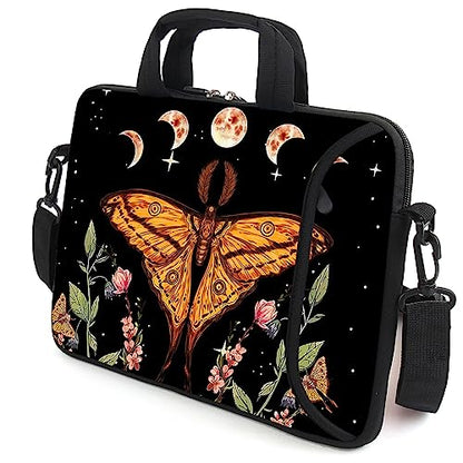 17" Shoulder Bag Adjustable shoulder strap Laptop sleeve Carrying case with mouse and power adapter storage bag (Butterfly-1) - color: Butterfly-1