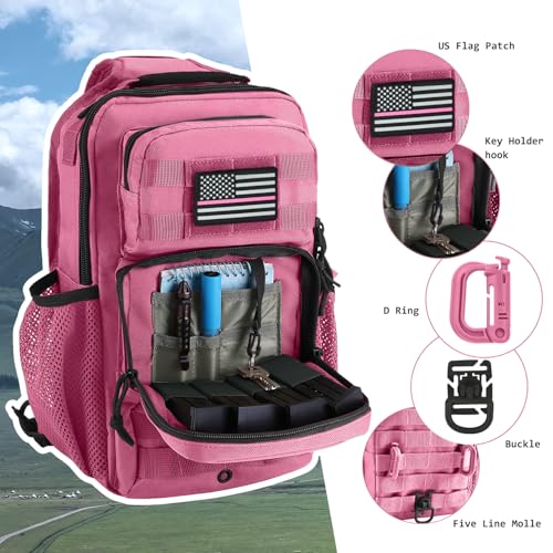 Rover Sling Pack Tactical Shoulder Sling Bag Backpack with Bottle Holder Crossbody Chest Bag, Pink - color: Pink