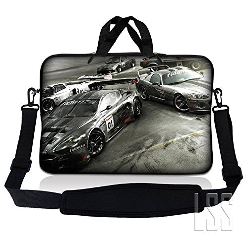 LSS 15-15.6" Laptop Sleeve Bag with Matching Laptop Skin Sticker & Mouse Pad Combo | Carrying Case for 14" 15" 15.6" - Racing Cars - color: Racing Cars, size: 15 inch