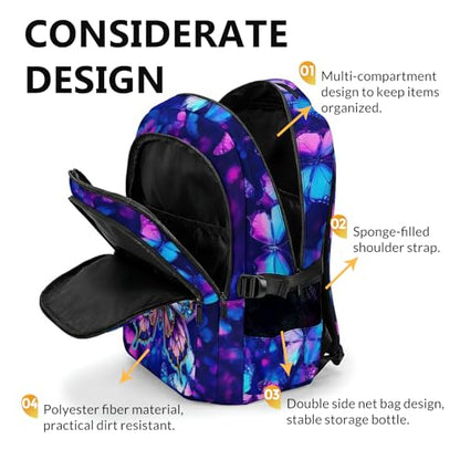 Backpack for School Custom Butterfly Backpacks for Kids Back to School, 17 Inch Glitter Bookbag with Name for Travel Picnic - color: Purple2