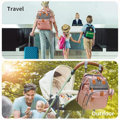 KABAQOO Diaper Bag Backpack with Detachable Changing Station, Large Capacity Baby Diaper Bags for Boys & Girls, Baby Registry Search Stuff & Shower Gifts, Newborn Essentials Must Haves, Pink Grey - color: Pink Grey