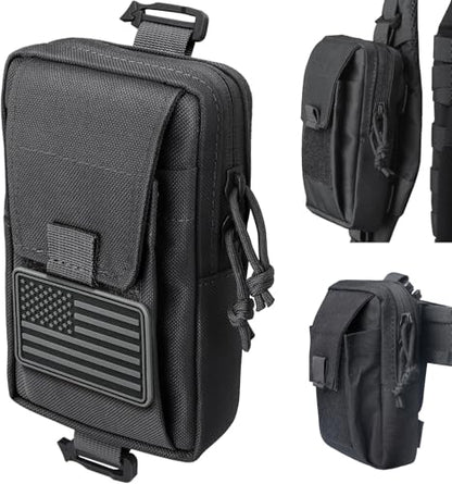 Tactical Backpack Accessories Pouch, Molle Accessories Shoulder Strap Attachment Pouches Utility EDC Phone Pouch Sport - color: Black
