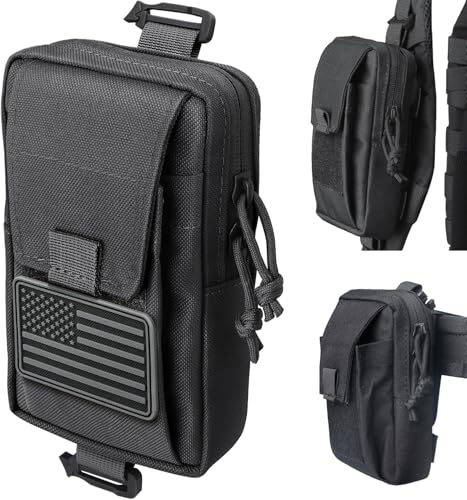Tactical Backpack Accessories Pouch, Molle Accessories Shoulder Strap Attachment Pouches Utility EDC Phone Pouch Sport - color: Black