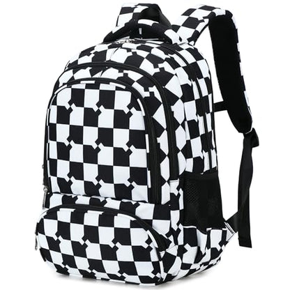 abshoo Checkered Kids School Backpack For Girls Boys Bookbag Kindergarten Elementary School Bags (Blocks Black) - color: Blocks Black