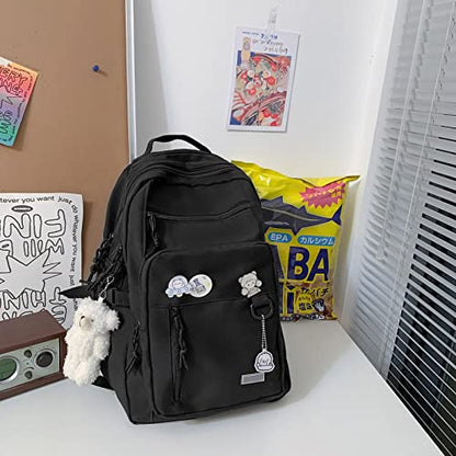 GAXOS Cute Aesthetic Backpack for School Girls Middle Student Bookbag - color: Black2