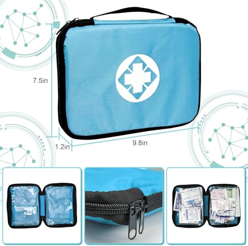 Home Car First Aid Kit Refill Supplies for Business 300Pcs Emergency Kits Urgent Essential for Workpalce Outing Skating Waterproof First Aid Blue Bag for Backpacking 1st Aid - style: Blue-300Pcs