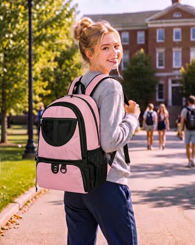 Basketball Bag Backpack for Men Women with Ball & Shoes Compartment 30L Capacity Lightweight Breathable Boys Girls Soccer Ball Bag Backpack Fit Volleyball Football Sports Travel School Gym - color: TK8Black Pink