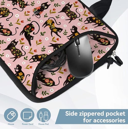 RICHEN 10 inch Messenger Bag Carrying Case with Handle Accessory Pocket Fits 7 to 10-Inch Laptops/Notebook/Kids Tablet (7-10.2 inch, Flowers Cats) - color: Flowers Cats, size: 7-10.2 inch