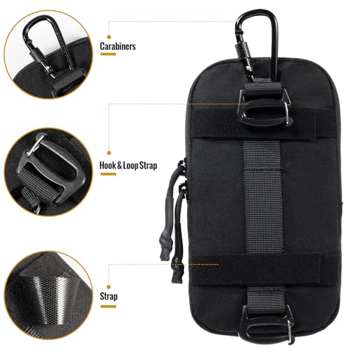 ONETIGRIS Cell Phone Pouch, Molle Holster Holder for Men Belt, for iPhone 17 Pro Max/Air/17/16/15/14 /13/12/11/X/XR/XS/8 Plus/7/6, for Galaxy S25 Ultra/s25/S24 /S23/S22/S21 - color: Pure Black