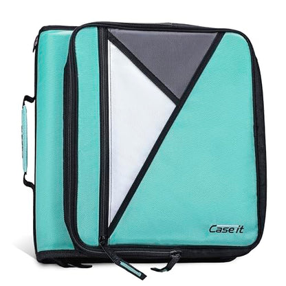 Case-it School Zipper Binder | 2" O-Rings | 350-Sheet | LT-007 Spearmint - color: Spearmint, size: 1 Pack