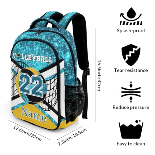 Blue Gold Volleyball Print Personalized School Backpack Casual Laptop Bag for Man Woman - color: Muilti 30
