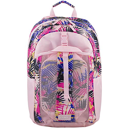 FUEL Lunch Backpack Set Teens Student Water Resistant Bookbag Bag Soft Reusable Insulated Cooler Lunch Box Thermal Travel Office Lunch Bag, Tropical Palm Trees - color: Rose Sand Pink/Tropical Palm Print
