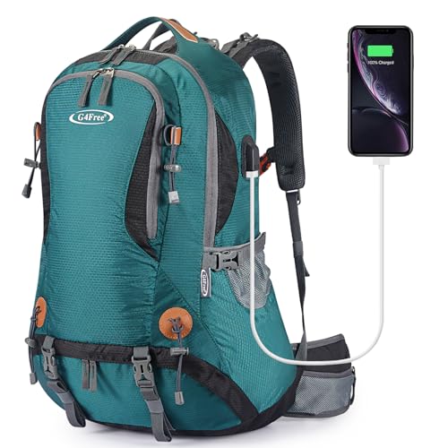 G4Free 50L Hiking Backpack Waterproof Daypack Outdoor Camping Climbing Backpack with Rain Cover for Men Women - color: Dark Green01