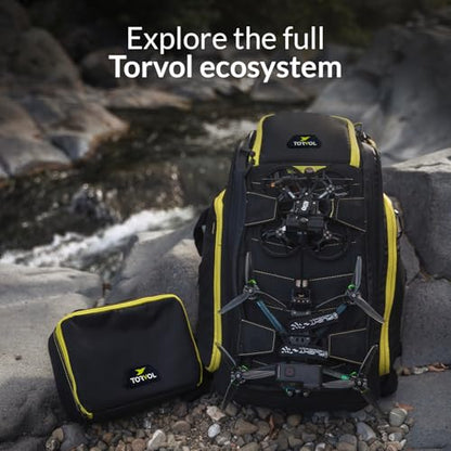 TORVOL - Quad PITSTOP Backpack Pro V2 – FPV Drone Backpack for 4 Quads + Gear, Compatible with DJI Mini 3, DJI Mini 4 Pro, Avata, Mavic, Goggles, Laptop, Black & Green, With Rain Cover, 30L