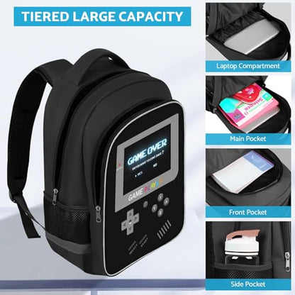 TILYTADLY School Backpack For Boys - Gamer Boys Backpack For Kids Children Teens Elementary Middle School - Ages 6-18，17″ - color: 1-black-set2