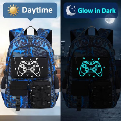 School Backpack for Boys - Gamer Boys Backpacks for Kids Teens Elementary Middle High School,18″ Large Capacity Students Bookbag with Usb Charging Port - color: Game001-only