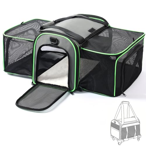 Gardner Pet Expandable Cat Carrier Airline Approved (18x12x12 in), 2-Side Square Extension Pet Travel Carrier for Medium Cats up to 15 lbs, Mesh Soft-Sided Cat Carrier Bag - color: Grand Edition (18"x 12"x 12")