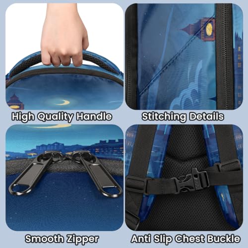 City Night Backpack with Chest Strap Reflective Lightweight Travel Hiking Backpack for Men Women Waterproof Daypack Back Pack for Commute Camping