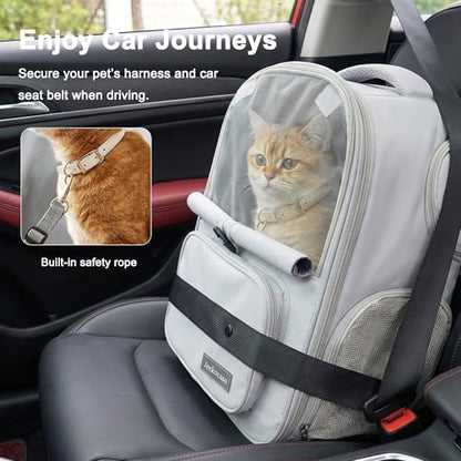 Cat Backpack Carrier Expandable, Breathable Mesh & Lockable Zippers & Shaded Curtains & Multi-Entry, Pet Backpack for Kitty Puppy Small Dogs Up to 18lbs for Travel, Hiking, Car, Vet(Light Grey) - color: Light Grey