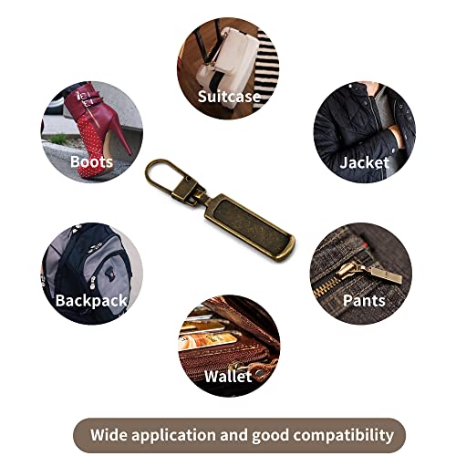 TOPASION Metal Zipper Pull Replacement for Small Holes, Detachable, Repair for Jacket, Bag Boots, Purse, Coat, Pants (5 Pcs Bronze) - color: 5 Pcs Bronze