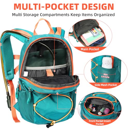 10L Kids Hiking Backpack, Small Waterproof Travel Daypack for Camping, Lightweight Pack for Boys or Girls Ages 4-12 (Green) - color: Green