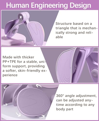 Pelvic Floor Exercise Device Available in 35 lb and 49 lb Resistance, Kegel and Inner Thigh Muscle Trainer, Home Workout Equipment for Postpartum Recovery, Women and Men, with Band - color: Purple
