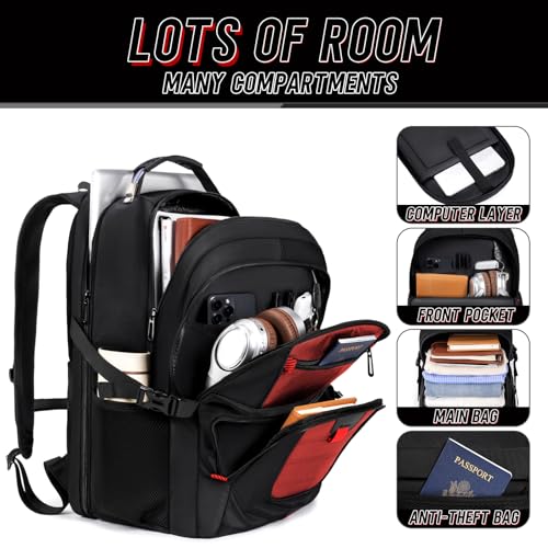 Z-MGKISS 18.4 Large Travel Backpack, USB Computer Bagpack Fits 18.4 Inch Laptop, Business Backpack for Men, TSA Flight Approved, Laptop Backpacks, Red - color: Red