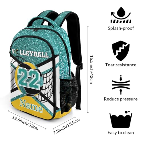 Turquoise Volleyball Print School Backpack Laptop Bag for Man Woman Gift - color: Muilti 21