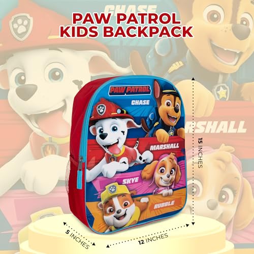 AI ACCESSORY INNOVATIONS Paw Patrol Kids Backpack, Girls & Boys 15" School Book Bag Featuring Chase, Marshall, Skye, and Rubble, Red - color: Paw Patrol