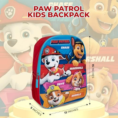 AI ACCESSORY INNOVATIONS Paw Patrol Kids Backpack, Girls & Boys 15" School Book Bag Featuring Chase, Marshall, Skye, and Rubble, Red - color: Paw Patrol