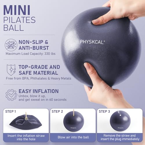 PhysKcal Pilates Kit, 15-Inch Pilates Ring with 1x Core Ball, 3X Resistant Loops and 2X Flex Bands, Home Pilates Equipment Set and Mat Pilates Essential Kit - color: Navy