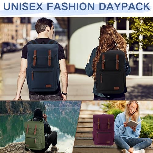 VASCHY Backpack for Men, Water Resistant High School Backpack Travel Carry-on Anti-theft Casual Daypack for Work Business Hiking Navy - color: Navy