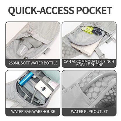 IX INOXTO Hydration Pack Backpack, Lightweight Water Backpack with 2L Hydration Bladder Daypack for Men Women,Running Hydration Vest for Trail Running Hiking Cycling Race Climbing - color: Grey white
