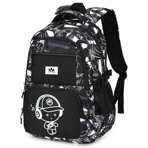 Bluboon Kids Backpack Boys Camo Bookbag Teens Elementary School Bag Daypack Travel Back Pack Middle school (Grey Graffiti) - color: Grey Graffiti