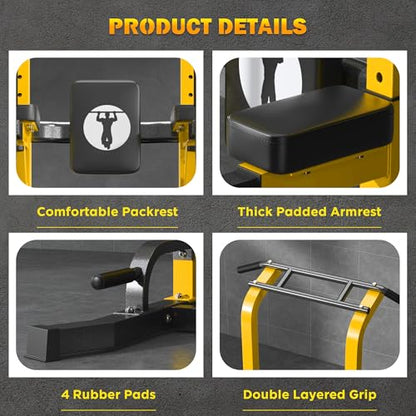 DlandHome Power Tower Pull Up Bar Station, Heavy Duty Pull Up Dip Station Adjustable Height for Home Gym Strength Training Equipment, 330LBS Weight Capacity - color: Yellow