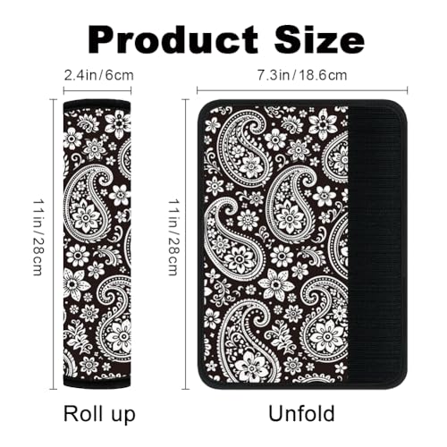2Pcs Soft Auto Seat Belt Cover Pads, Paisley Boho Car Seatbelt Shoulder Cushion for Comfortable Driving, Compatible with All Cars' Seatbelt and Backpack Straps 11x2.4inch - color: Paisley