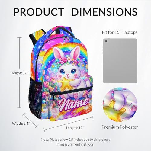 Kids Bookbag Personalized Bunny Backpack for Girls - Large Capacity School Backpack for Kindergarten Primary, Custom Name Back to School Bag (17 Inch) - color: Yellow