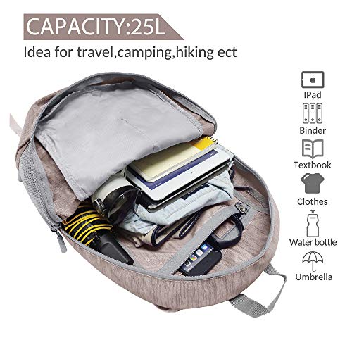 ZOMAKE 25L Ultra Lightweight Packable Backpack, Foldable Hiking Backpacks Water Resistant Small Folding Daypack for Travel(Light Gray) - color: Light Gray
