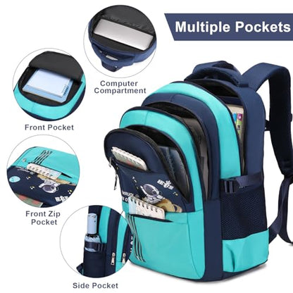 ACESAK Backpack for Boys - Boy Schoolbag Kids Children Teens Girls Elementary Middle School Bags, Waterproof Lightweight Bookbag Backpacks Casual Daypack with Lunch Bag Set - color: Green