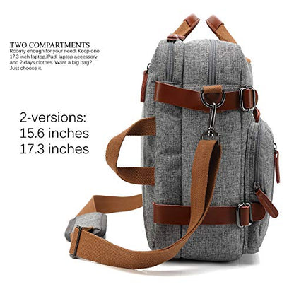 CoolBELL Convertible Backpack Messenger Shoulder bag Laptop Case Handbag Business Briefcase Multi-functional Travel Rucksack Fits 15.6 Inch Laptop For Men/Women (Grey) - color: Grey, size: 15.6 Inches