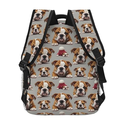 Water Resistant Hiking Backpack English Bulldog Puppy Dog Art, Outdoor Sports Daypack with Side Water Bottle Pocket for Travel and Beach - color: Pattern (749)