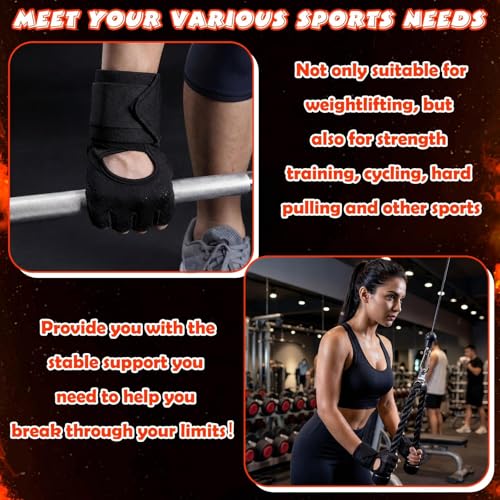 Workout Gloves and Wrist Set for Men Women Weight Lifting Gloves Full Palm Protection Wrist Support with Heavy Duty Thumb Loop for Training, Fitness, Strength, Suspension, and Sports