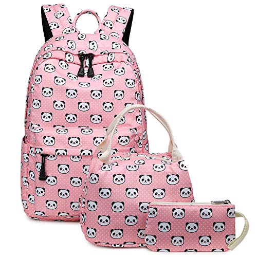 abshoo Lightweight Cute Panda Backpacks for Girls School Backpacks With Lunch Bag (Panda Pink Set) - color: 3pc Panda Pink