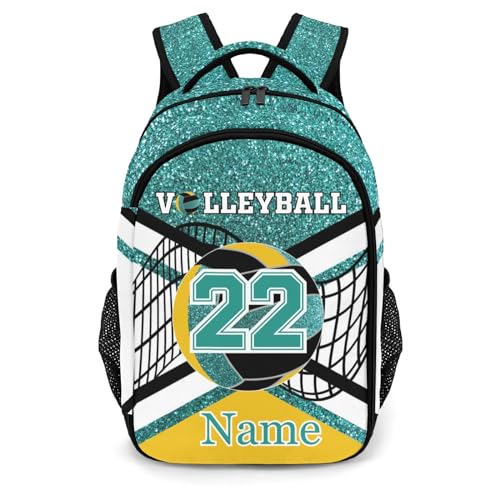 Turquoise Volleyball Print School Backpack Laptop Bag for Man Woman Gift - color: Muilti 21