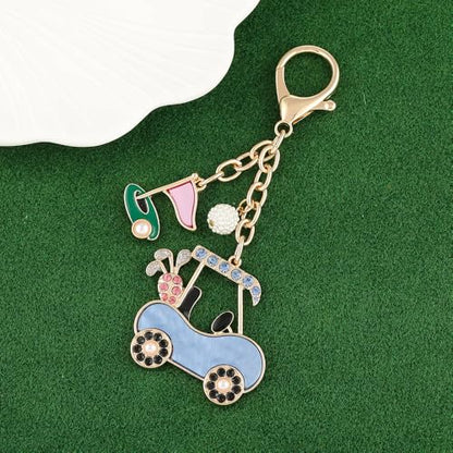 Madison Tyler Western Cowboy Boots Cherry Bow Bubble Tea Strawberry Cute Keychain | Bag Charms for Handbags Purse Charms - color: Golf
