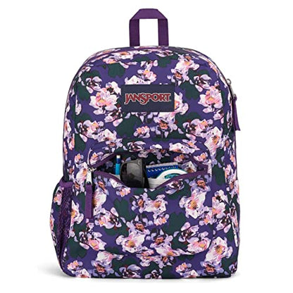JanSport Cross Town Backpack 17" x 12.5" x 6" - Simple Bag for Everyone with 1 Main Compartment, Front Utility Pocket - Premium Class Accessories - Purple Petals - color: Purple Petals