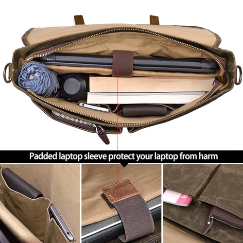 NEWHEY Mens Messenger Bag 15.6 Inch Business Office Work Briefcase, Coffee - color: Coffee