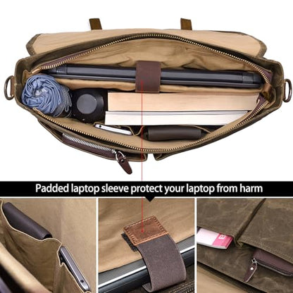 NEWHEY Mens Messenger Bag 15.6 Inch Business Office Work Briefcase, Coffee - color: Coffee